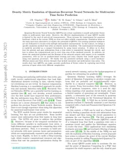 Density Matrix Emulation of Quantum Recurrent Neural Networks for Multivariate Time Series Prediction