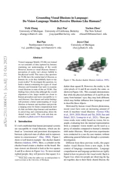 Grounding Visual Illusions in Language: Do Vision-Language Models
  Perceive Illusions Like Humans?