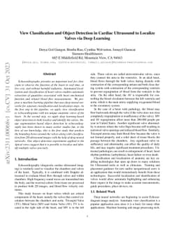 View Classification and Object Detection in Cardiac Ultrasound to
  Localize Valves via Deep Learning