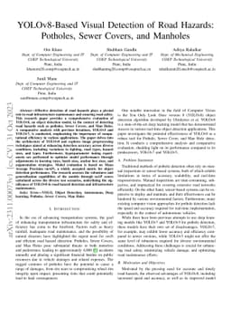 YOLOv8-Based Visual Detection of Road Hazards: Potholes, Sewer Covers,
  and Manholes