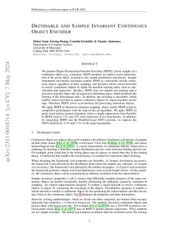 Decodable and Sample Invariant Continuous Object Encoder