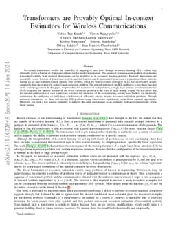 Transformers are Provably Optimal In-context Estimators for Wireless Communications
