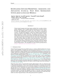 Knowledge-Infused Prompting: Assessing and Advancing Clinical Text Data Generation with Large Language Models