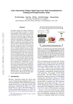 Active Instruction Tuning: Improving Cross-Task Generalization by
  Training on Prompt Sensitive Tasks