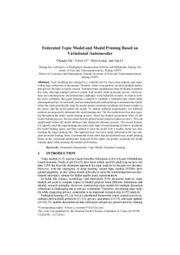 Federated Topic Model and Model Pruning Based on Variational Autoencoder