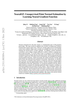 NeuralGF: Unsupervised Point Normal Estimation by Learning Neural
  Gradient Function