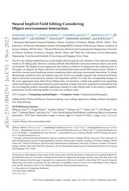 Neural Implicit Field Editing Considering Object-environment Interaction