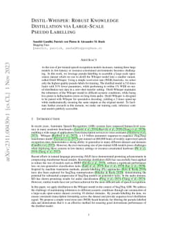 Distil-Whisper: Robust Knowledge Distillation via Large-Scale Pseudo
  Labelling