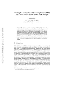 Tackling the Abstraction and Reasoning Corpus (ARC) with Object-centric
  Models and the MDL Principle