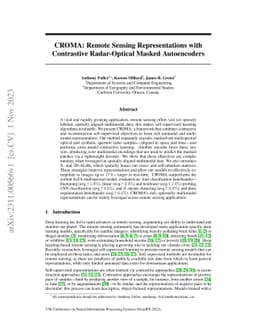 CROMA: Remote Sensing Representations with Contrastive Radar-Optical
  Masked Autoencoders