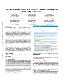 Measuring the Impact of Distractors on Student Learning Gains while
  Using Proof Blocks