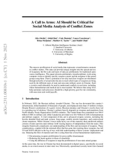 A Call to Arms: AI Should be Critical for Social Media Analysis of Conflict Zones