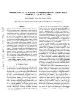 Investigating Self-Supervised Deep Representations for EEG-based
  Auditory Attention Decoding