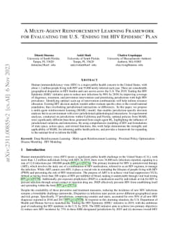 A Multi-Agent Reinforcement Learning Framework for Evaluating the U.S.
  Ending the HIV Epidemic Plan