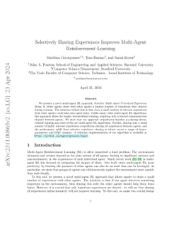 Selectively Sharing Experiences Improves Multi-Agent Reinforcement
  Learning