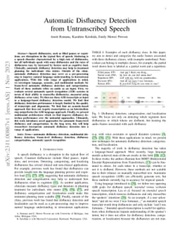 Automatic Disfluency Detection from Untranscribed Speech