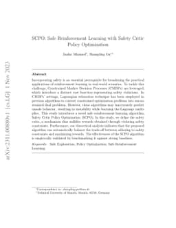 SCPO: Safe Reinforcement Learning with Safety Critic Policy Optimization