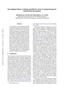 Re-weighting Tokens: A Simple and Effective Active Learning Strategy for
  Named Entity Recognition