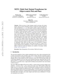 M2T2: Multi-Task Masked Transformer for Object-centric Pick and Place