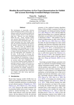 Blending Reward Functions via Few Expert Demonstrations for Faithful and
  Accurate Knowledge-Grounded Dialogue Generation