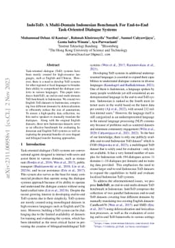 IndoToD: A Multi-Domain Indonesian Benchmark For End-to-End
  Task-Oriented Dialogue Systems