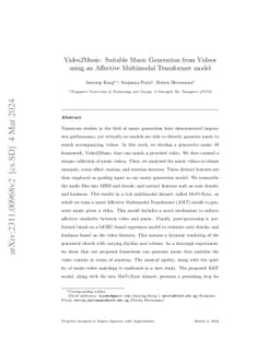 Video2Music: Suitable Music Generation from Videos using an Affective
  Multimodal Transformer model