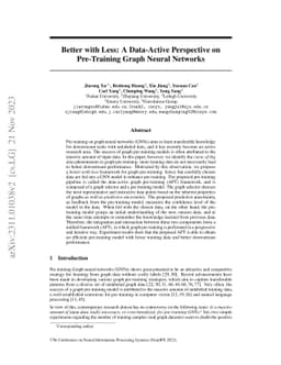 Better with Less: A Data-Active Perspective on Pre-Training Graph Neural
  Networks