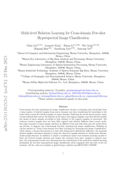 Multi-level Relation Learning for Cross-domain Few-shot Hyperspectral
  Image Classification