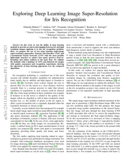 Exploring Deep Learning Image Super-Resolution for Iris Recognition