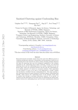 Sanitized Clustering against Confounding Bias