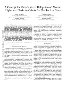 A Concept for User-Centered Delegation of Abstract High-Level Tasks to
  Cobots for Flexible Lot Sizes