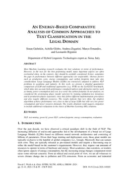 An energy-based comparative analysis of common approaches to text
  classification in the Legal domain