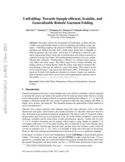 UniFolding: Towards Sample-efficient, Scalable, and Generalizable
  Robotic Garment Folding