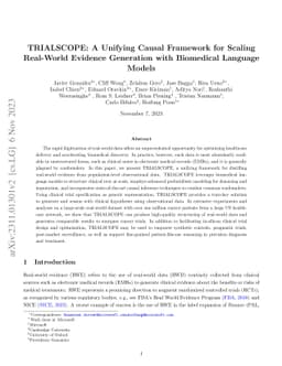 TRIALSCOPE: A Unifying Causal Framework for Scaling Real-World Evidence
  Generation with Biomedical Language Models