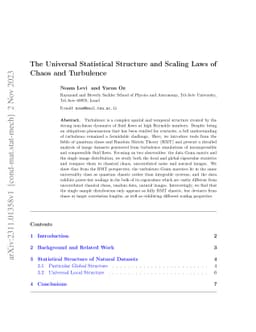 The Universal Statistical Structure and Scaling Laws of Chaos and
  Turbulence