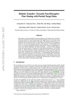 Holistic Transfer: Towards Non-Disruptive Fine-Tuning with Partial
  Target Data