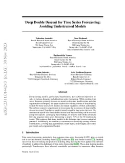 Deep Double Descent for Time Series Forecasting: Avoiding Undertrained
  Models