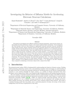 Investigating the Behavior of Diffusion Models for Accelerating
  Electronic Structure Calculations