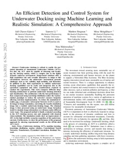 An Efficient Detection and Control System for Underwater Docking using
  Machine Learning and Realistic Simulation: A Comprehensive Approach