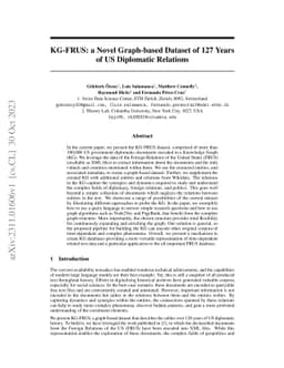 KG-FRUS: a Novel Graph-based Dataset of 127 Years of US Diplomatic
  Relations