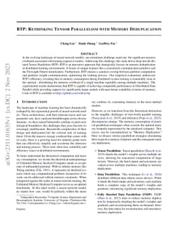 RTP: Rethinking Tensor Parallelism with Memory Deduplication