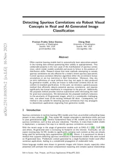 Detecting Spurious Correlations via Robust Visual Concepts in Real and
  AI-Generated Image Classification