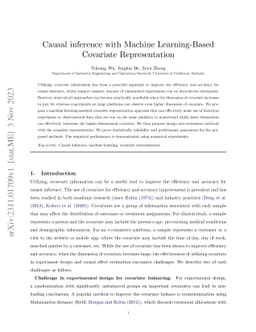 Causal inference with Machine Learning-Based Covariate Representation