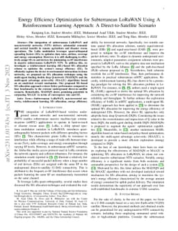 Energy Efficiency Optimization for Subterranean LoRaWAN Using A
  Reinforcement Learning Approach: A Direct-to-Satellite Scenario