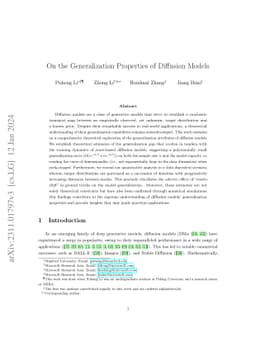 On the Generalization Properties of Diffusion Models