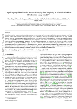 Large Language Models to the Rescue: Reducing the Complexity in
  Scientific Workflow Development Using ChatGPT