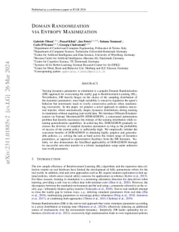 Domain Randomization via Entropy Maximization