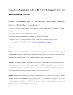 Simulation of acquisition shifts in T2 Flair MR images to stress test AI
  segmentation networks