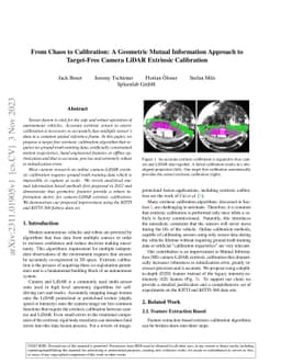 From Chaos to Calibration: A Geometric Mutual Information Approach to
  Target-Free Camera LiDAR Extrinsic Calibration
