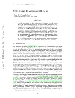 Simplifying Transformer Blocks